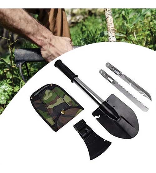 4 Pcs Multi Function Axe Spade Shovel Saw Knife Weapon Camping Tools Set
